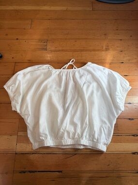 Madewell Linen Blend Open Back Tie Top White Size M Minimalist